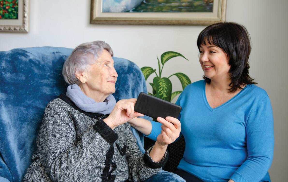 Elderly spending time with her daughter