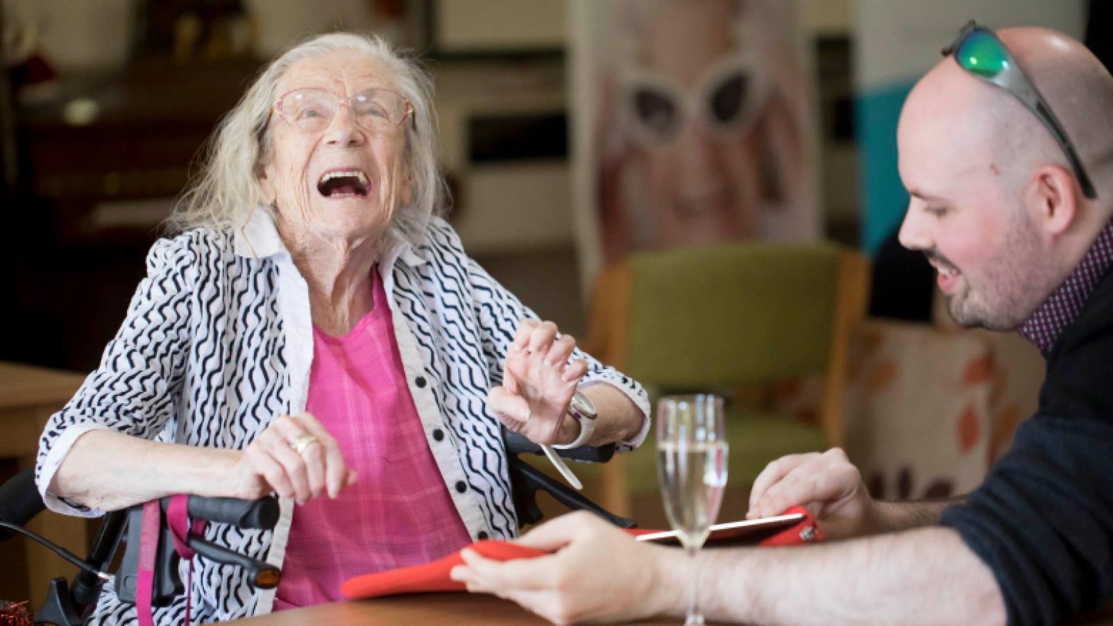 Image of a woman laughing