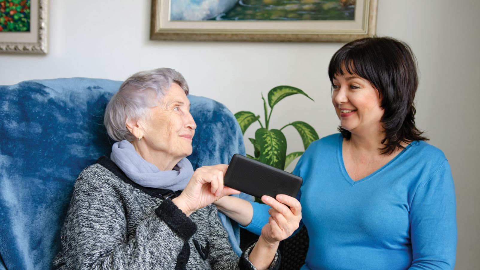 Elderly spending time with her daughter