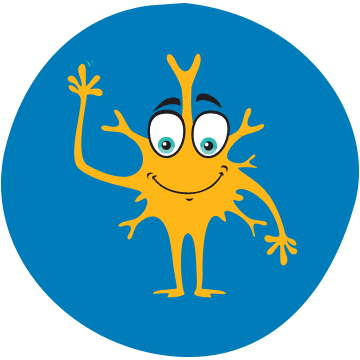 A cartoon brain cell, waving