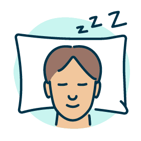 Illustration showing a person's head on a pillow with zzz to indicate sleep