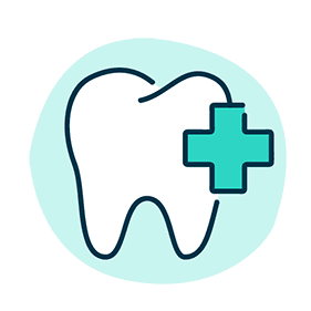 Illustration of a tooth and a medical cross